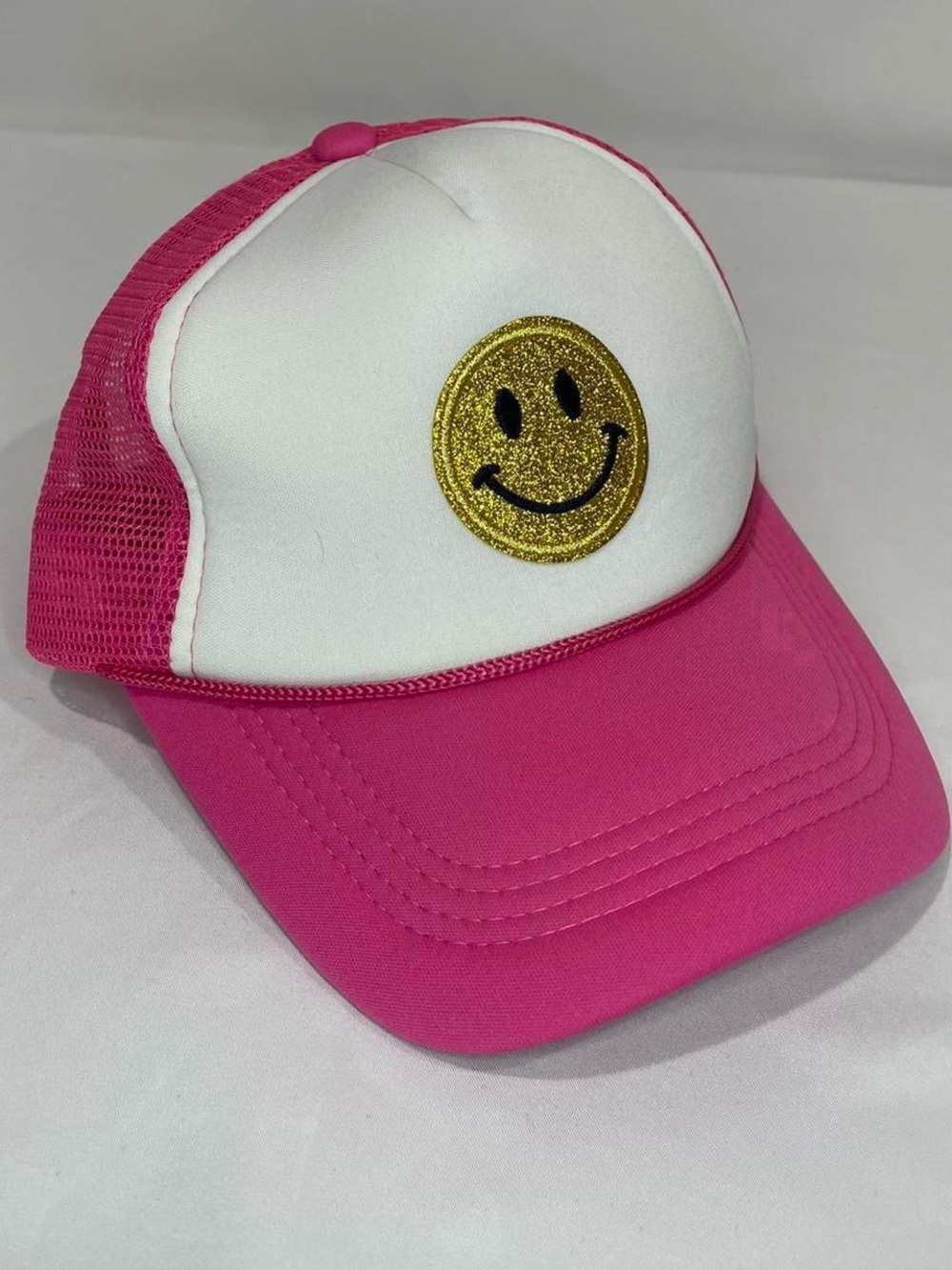 Pink and White Smiley Trucker Hat